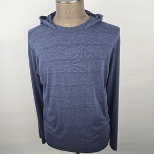 PRANA - Men's Large Watchtower Long Sleeve Hoodie- Blue Muted Stripes